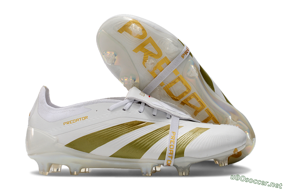 Men's Adidas Predator Elite Foldover Tongue FG Football Boots - Beige/Gold/White 2