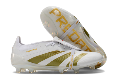 Men's Adidas Predator Elite Foldover Tongue FG Football Boots - Beige/Gold/White