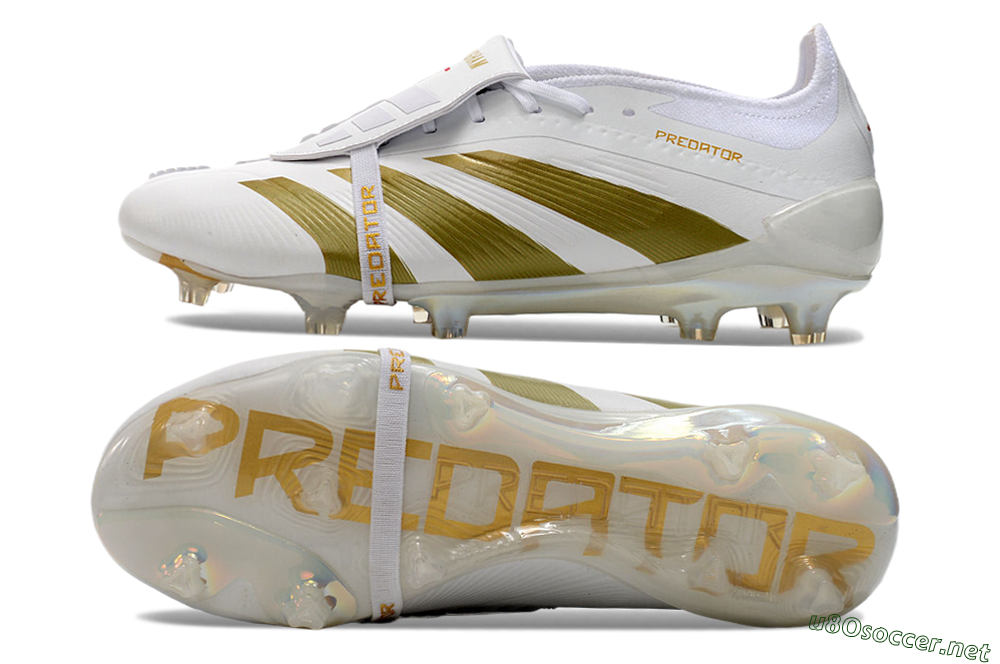 Men's Adidas Predator Elite Foldover Tongue FG Football Boots - Beige/Gold/White 1