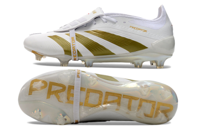 Men's Adidas Predator Elite Foldover Tongue FG Football Boots - Beige/Gold/White