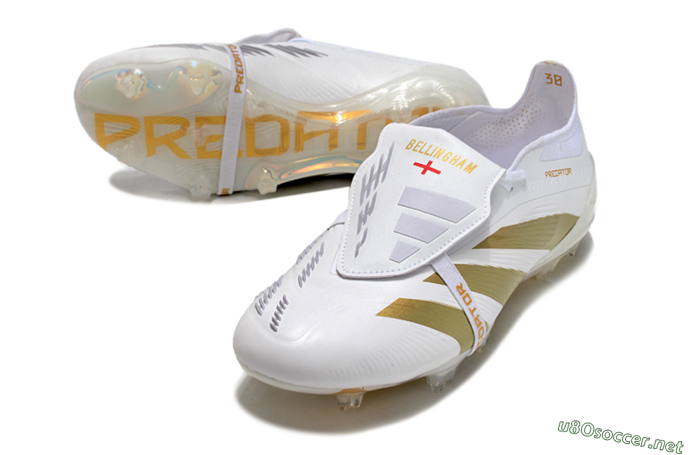 Men's Adidas Predator Elite Foldover Tongue FG Football Boots - Beige/Gold/White 3