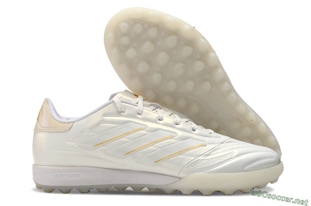 Men's Adidas Copa Pure.3 TF Football Shoes - White/Gold/Beige 2