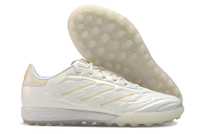 Men's Adidas Copa Pure.3 TF Football Shoes - White/Gold/Beige