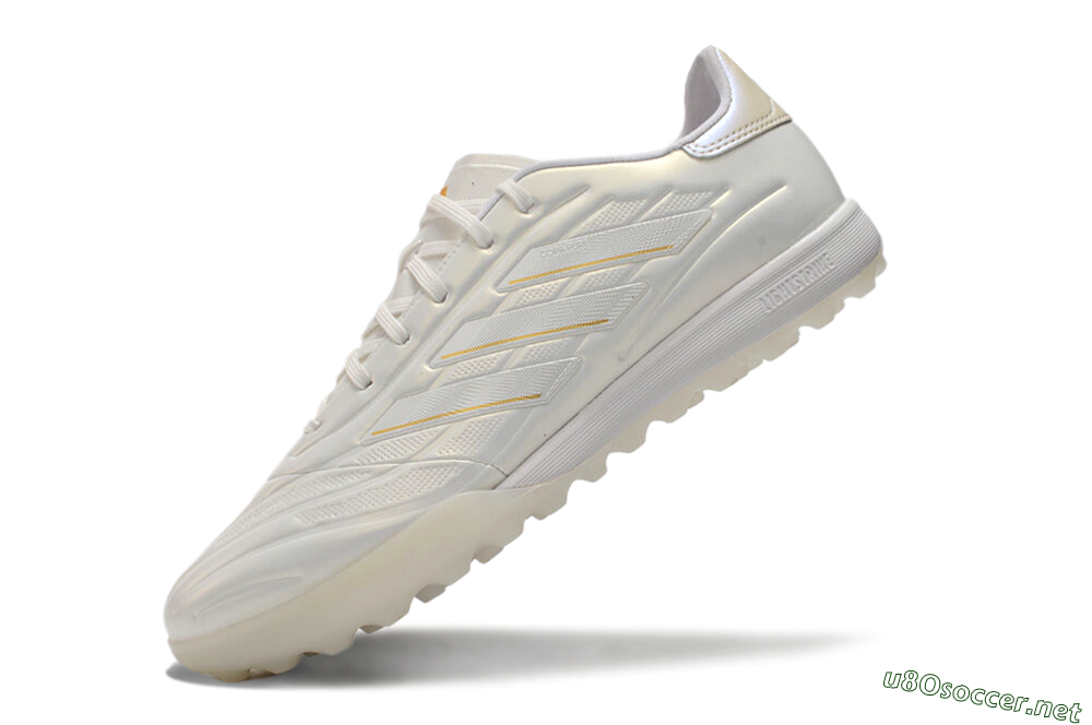 Men's Adidas Copa Pure.3 TF Football Shoes - White/Gold/Beige 5