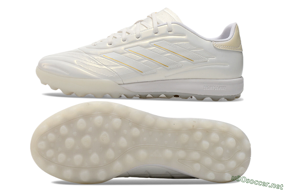 Men's Adidas Copa Pure.3 TF Football Shoes - White/Gold/Beige 1