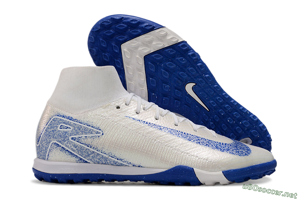 Unisex Nike Air Zoom Mercurial Superfly 10 Elite TF Football Shoes - Beige/Blue 2