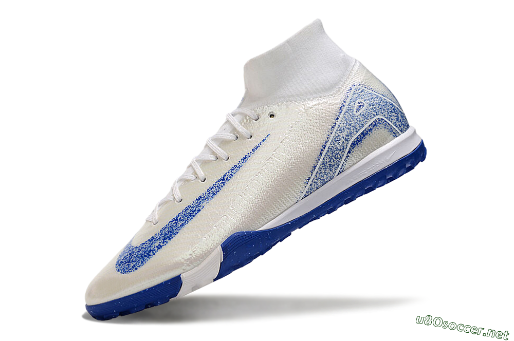 Unisex Nike Air Zoom Mercurial Superfly 10 Elite TF Football Shoes - Beige/Blue 5