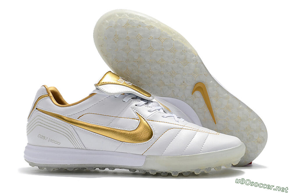 Men's Nike Tiempo Legend 7 Elite R10 TF Football Shoes - White/Gold 2