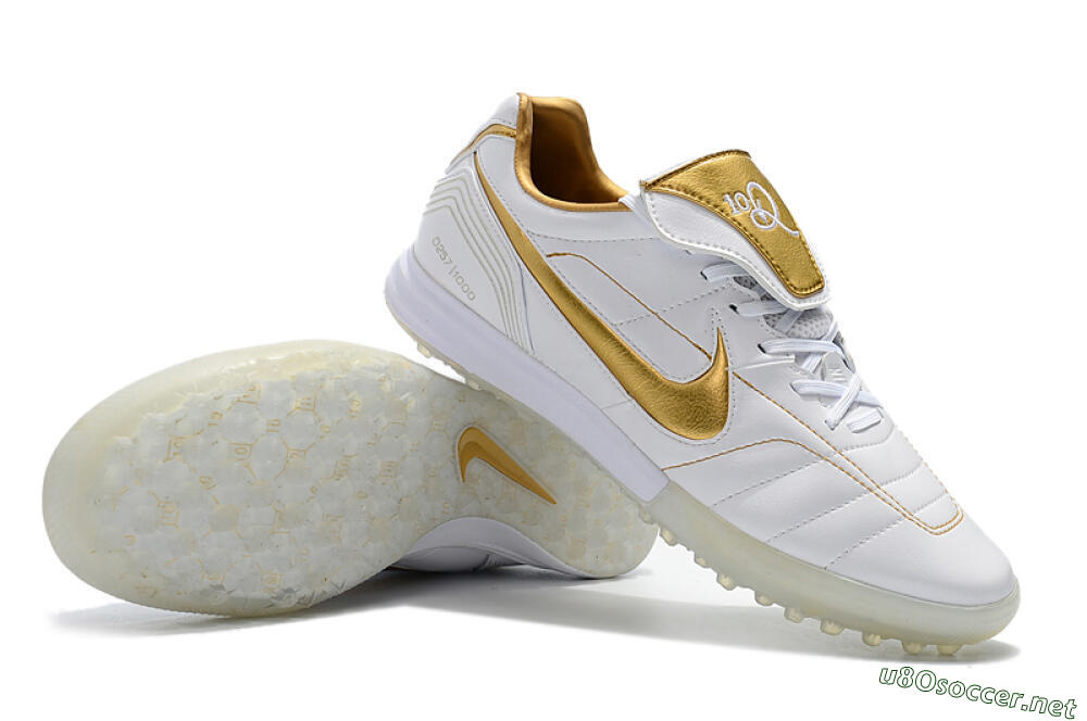 Men's Nike Tiempo Legend 7 Elite R10 TF Football Shoes - White/Gold 4
