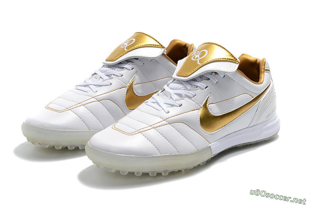 Men's Nike Tiempo Legend 7 Elite R10 TF Football Shoes - White/Gold 5