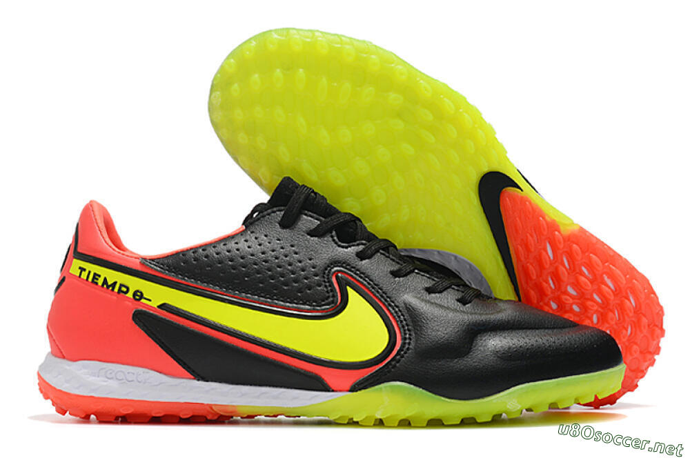 Men's Nike React Tiempo Legend 9 Pro TF Football Shoes - Black/Yellow/Red 2