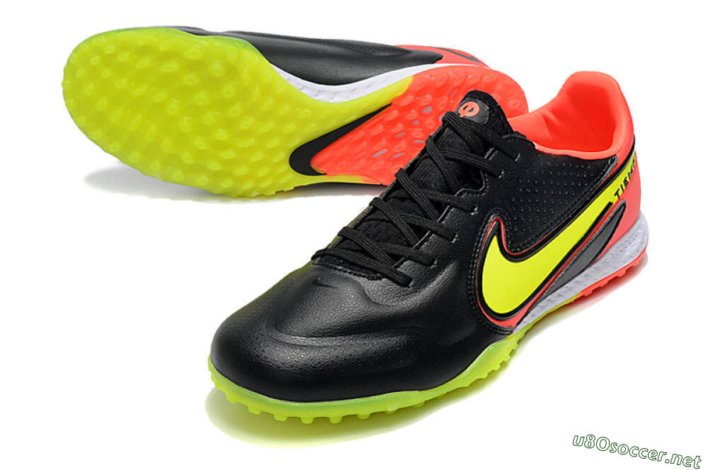 Men's Nike React Tiempo Legend 9 Pro TF Football Shoes - Black/Yellow/Red 3