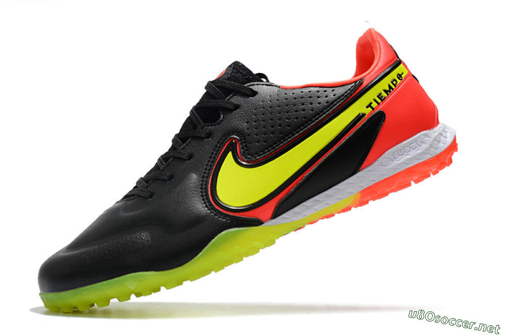 Men's Nike React Tiempo Legend 9 Pro TF Football Shoes - Black/Yellow/Red 5