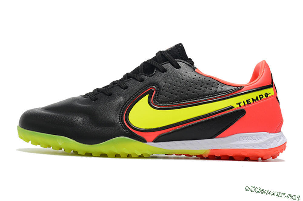 Men's Nike React Tiempo Legend 9 Pro TF Football Shoes - Black/Yellow/Red 0