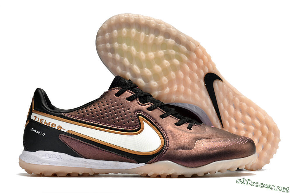 Men's Nike React Tiempo Legend 9 Pro TF Football Shoes - Gold/White/Black 2