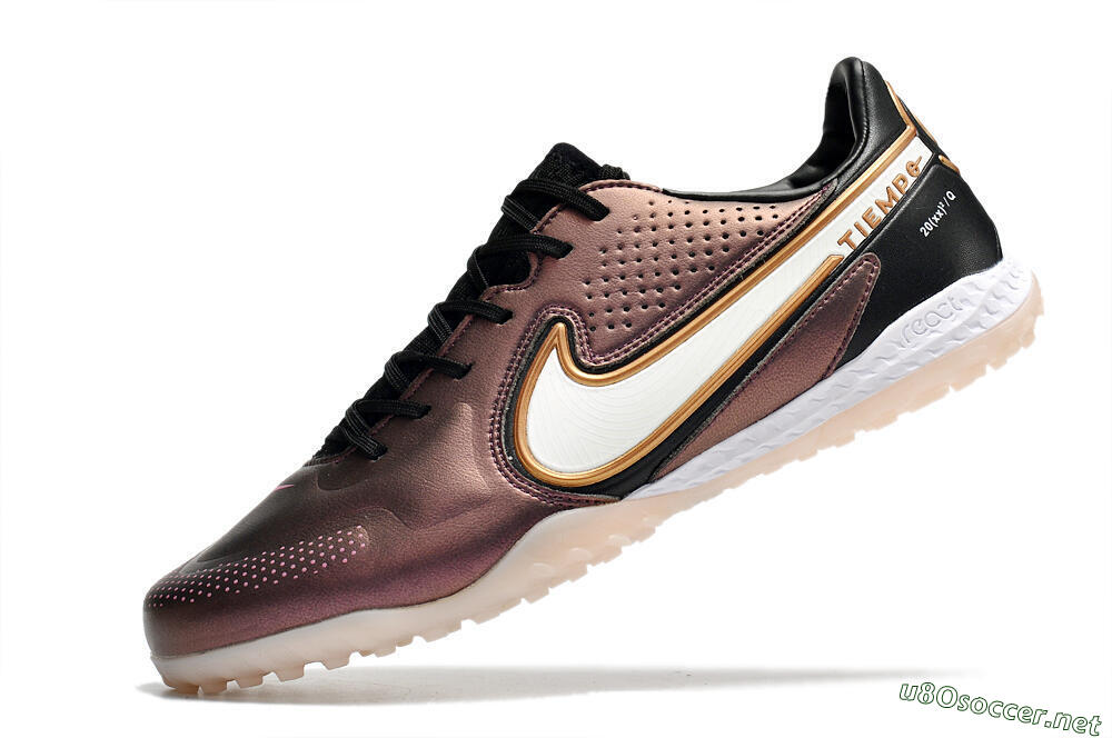 Men's Nike React Tiempo Legend 9 Pro TF Football Shoes - Gold/White/Black 5