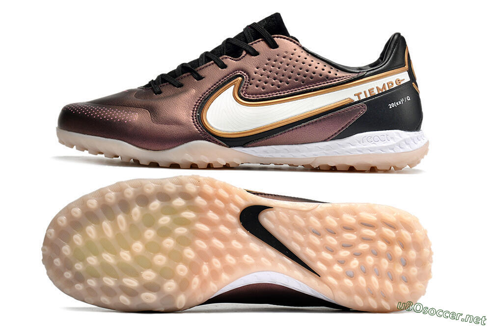Men's Nike React Tiempo Legend 9 Pro TF Football Shoes - Gold/White/Black 1