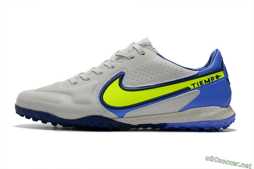 Men's Nike React Tiempo Legend 9 Pro TF Football Shoes - Grey/Yellow/Blue 0