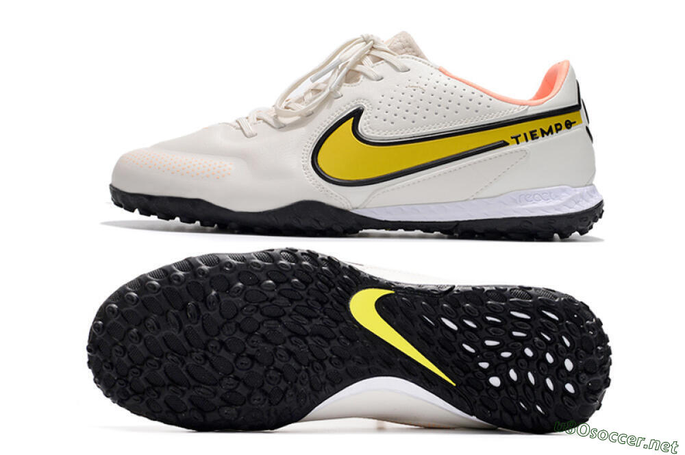 Men's Nike React Tiempo Legend 9 Pro TF Football Shoes - White/Yellow/Black 1