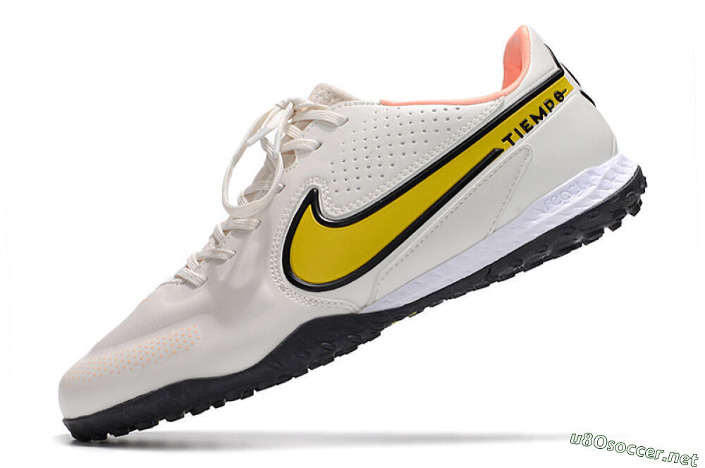 Men's Nike React Tiempo Legend 9 Pro TF Football Shoes - White/Yellow/Black 5
