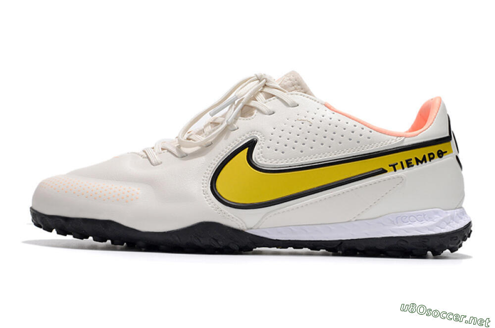 Men's Nike React Tiempo Legend 9 Pro TF Football Shoes - White/Yellow/Black 0