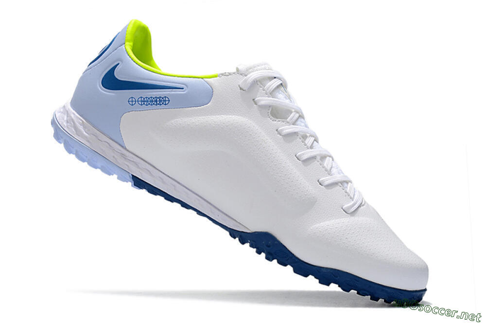 Men's Nike React Tiempo Legend 9 Pro TF Football Shoes - White/Blue/Yellow 4