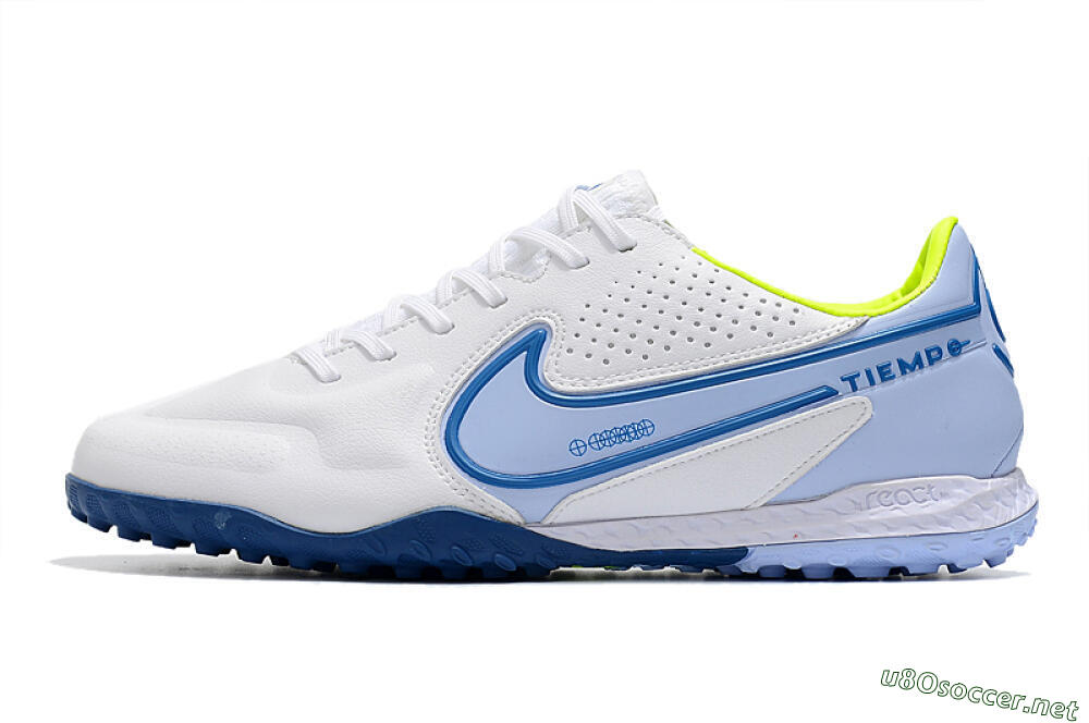 Men's Nike React Tiempo Legend 9 Pro TF Football Shoes - White/Blue/Yellow 0