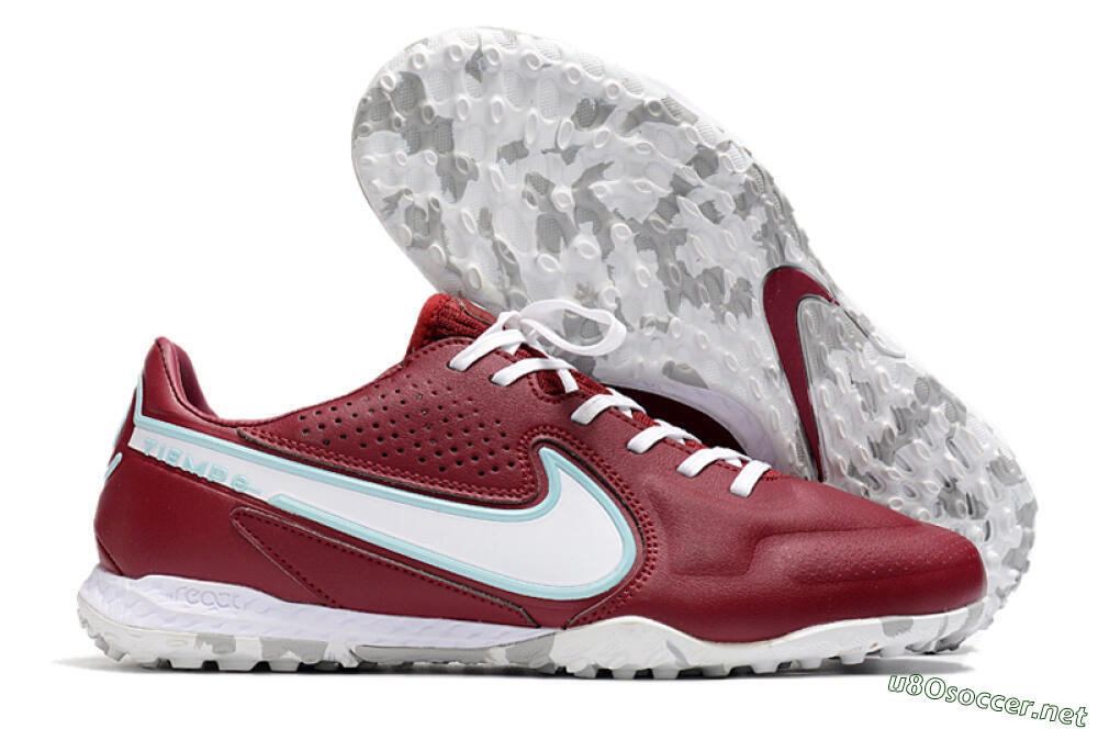 Men's Nike React Tiempo Legend 9 Pro TF Football Shoes - Red/White/Jade 2
