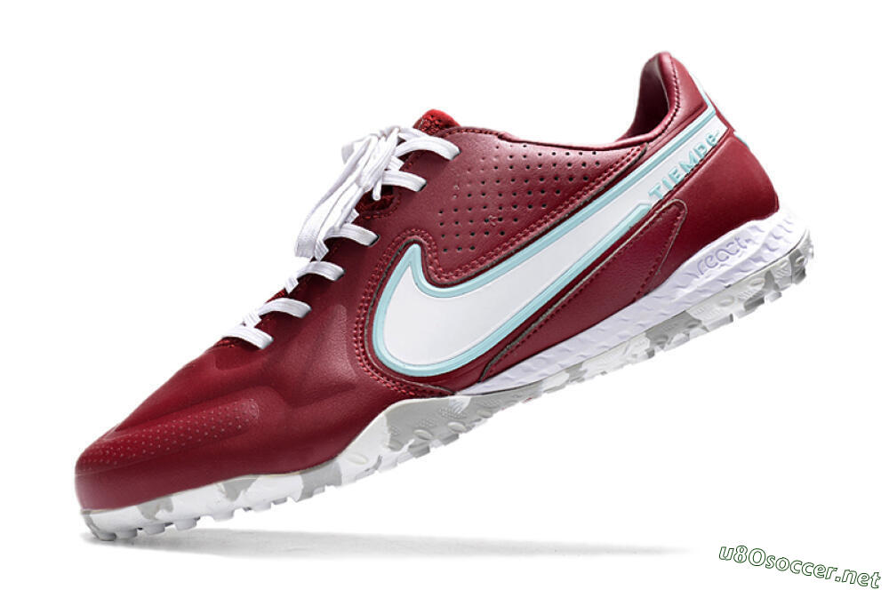 Men's Nike React Tiempo Legend 9 Pro TF Football Shoes - Red/White/Jade 5