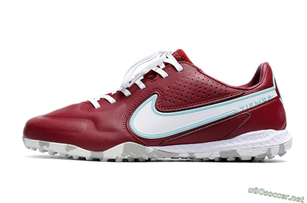 Men's Nike React Tiempo Legend 9 Pro TF Football Shoes - Red/White/Jade 0