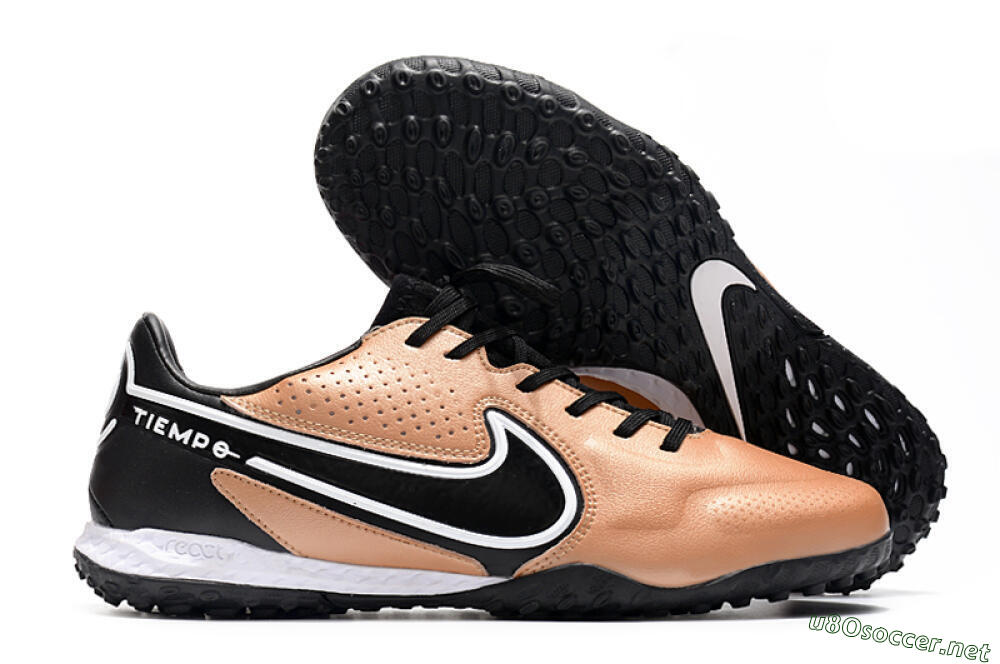Men's Nike React Tiempo Legend 9 Pro TF Football Shoes - Gold/White/Black 2