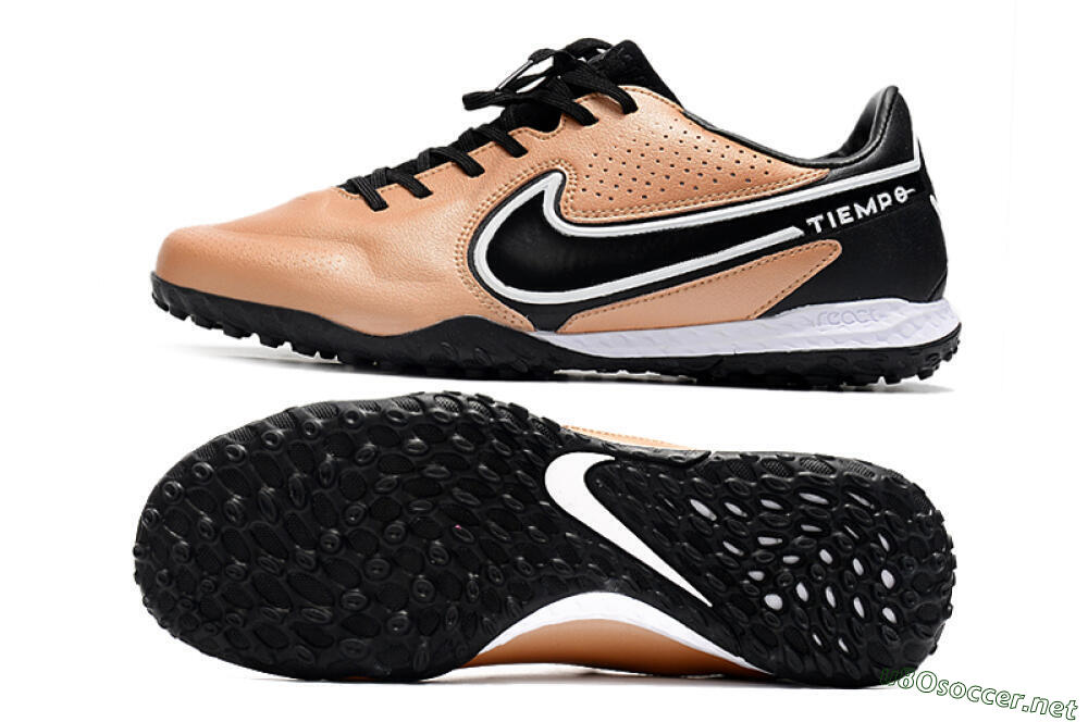Men's Nike React Tiempo Legend 9 Pro TF Football Shoes - Gold/White/Black 1