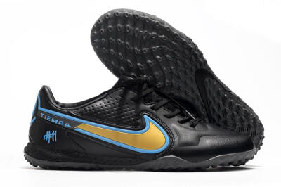Men's Nike React Tiempo Legend 9 Pro TF Football Shoes - Black/Gold/Blue