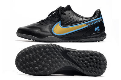 Men's Nike React Tiempo Legend 9 Pro TF Football Shoes - Black/Gold/Blue