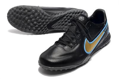 Men's Nike React Tiempo Legend 9 Pro TF Football Shoes - Black/Gold/Blue