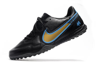 Men's Nike React Tiempo Legend 9 Pro TF Football Shoes - Black/Gold/Blue
