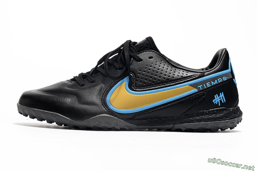 Men's Nike React Tiempo Legend 9 Pro TF Football Shoes - Black/Gold/Blue 0