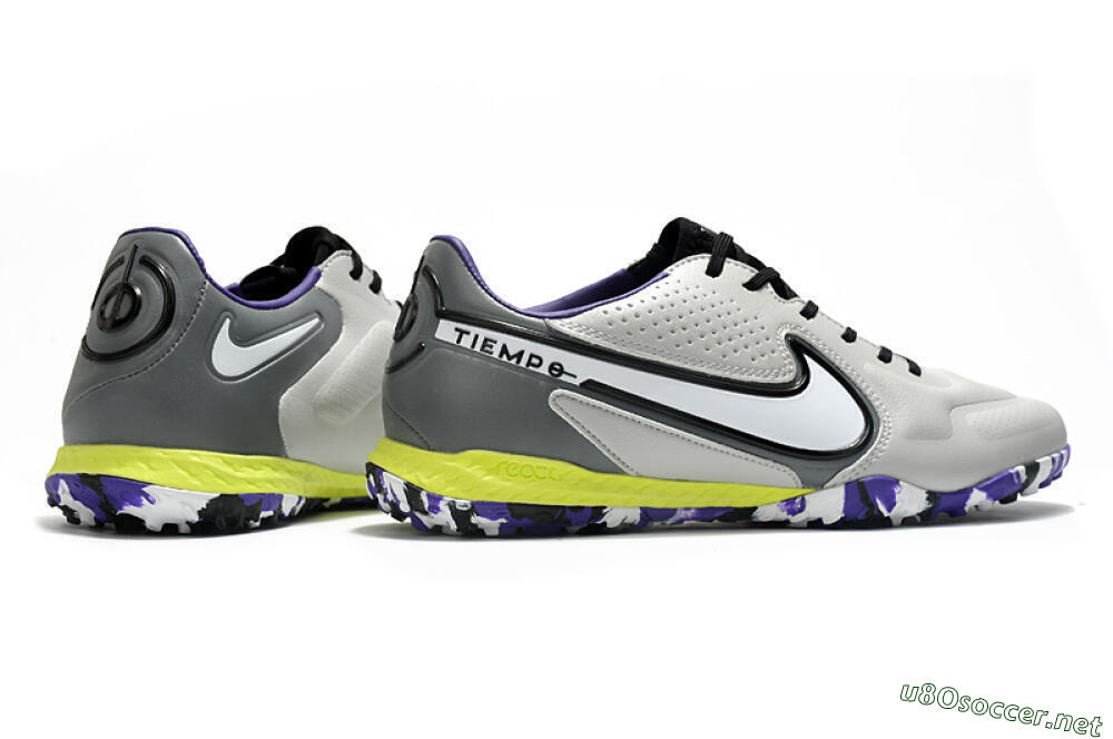 Men's Nike React Tiempo Legend 9 Pro TF Football Shoes - Grey/White/Black/Yellow 6