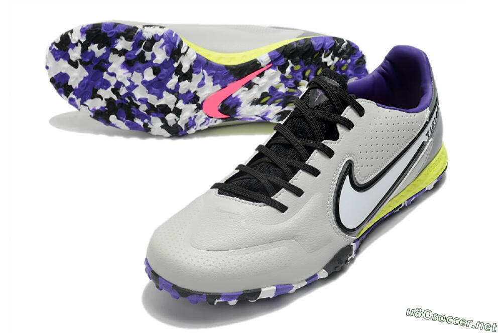 Men's Nike React Tiempo Legend 9 Pro TF Football Shoes - Grey/White/Black/Yellow 3
