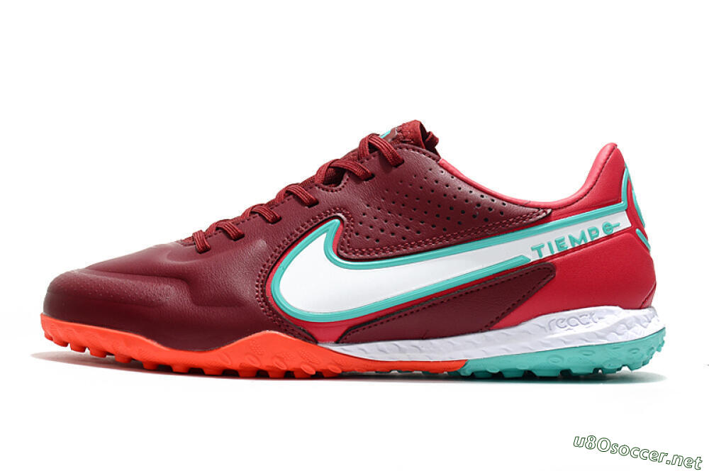 Men's Nike React Tiempo Legend 9 Pro TF Football Shoes - Red/White/Jade 0