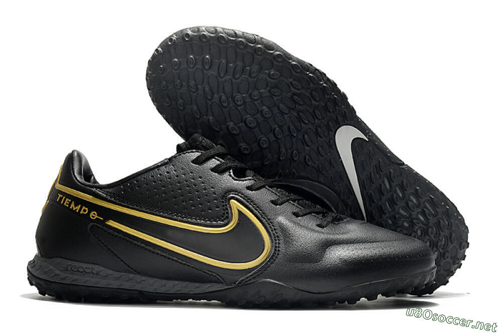 Men's Nike React Tiempo Legend 9 Pro TF Football Shoes - Black/Gold/White 2