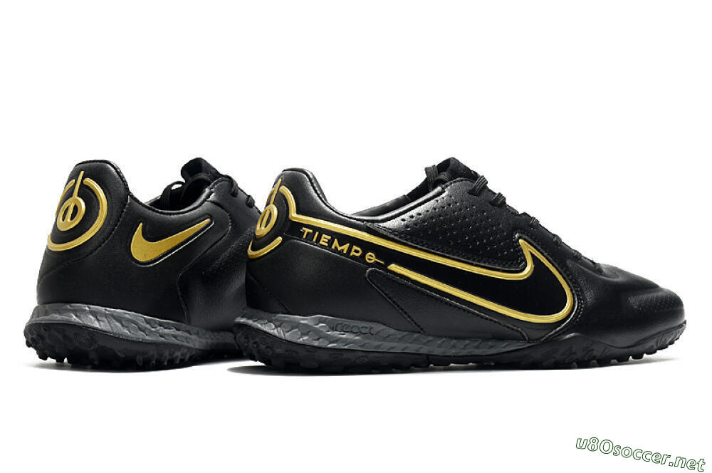 Men's Nike React Tiempo Legend 9 Pro TF Football Shoes - Black/Gold/White 6