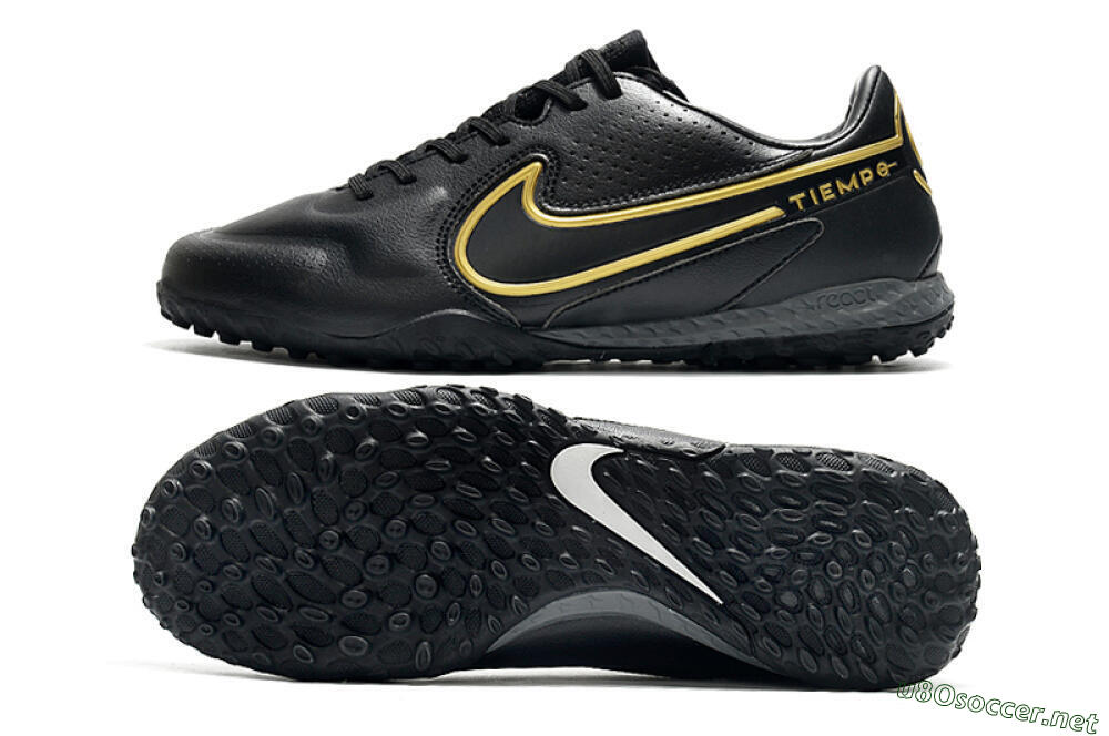 Men's Nike React Tiempo Legend 9 Pro TF Football Shoes - Black/Gold/White 1