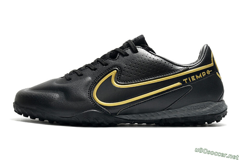Men's Nike React Tiempo Legend 9 Pro TF Football Shoes - Black/Gold/White 0