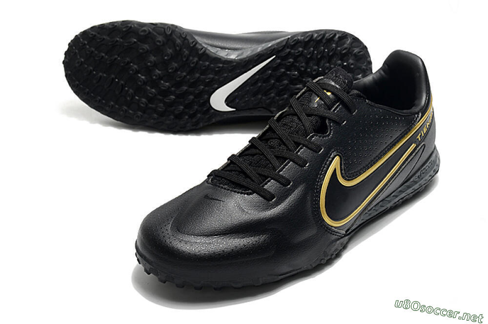 Men's Nike React Tiempo Legend 9 Pro TF Football Shoes - Black/Gold/White 3