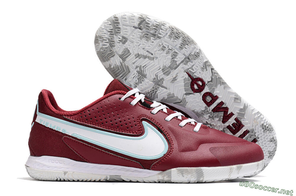 Men's Nike React Tiempo Legend 9 Pro IC Football Shoes - Red/White/Jade 2