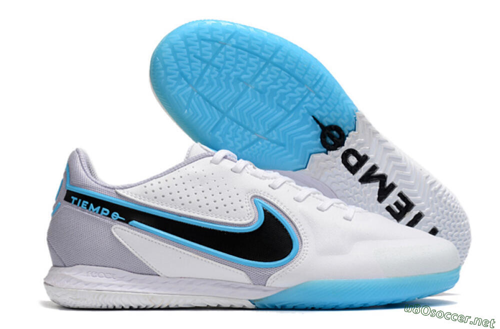 Men's Nike React Tiempo Legend 9 Pro IC Football Shoes - White/Blue/Black 2