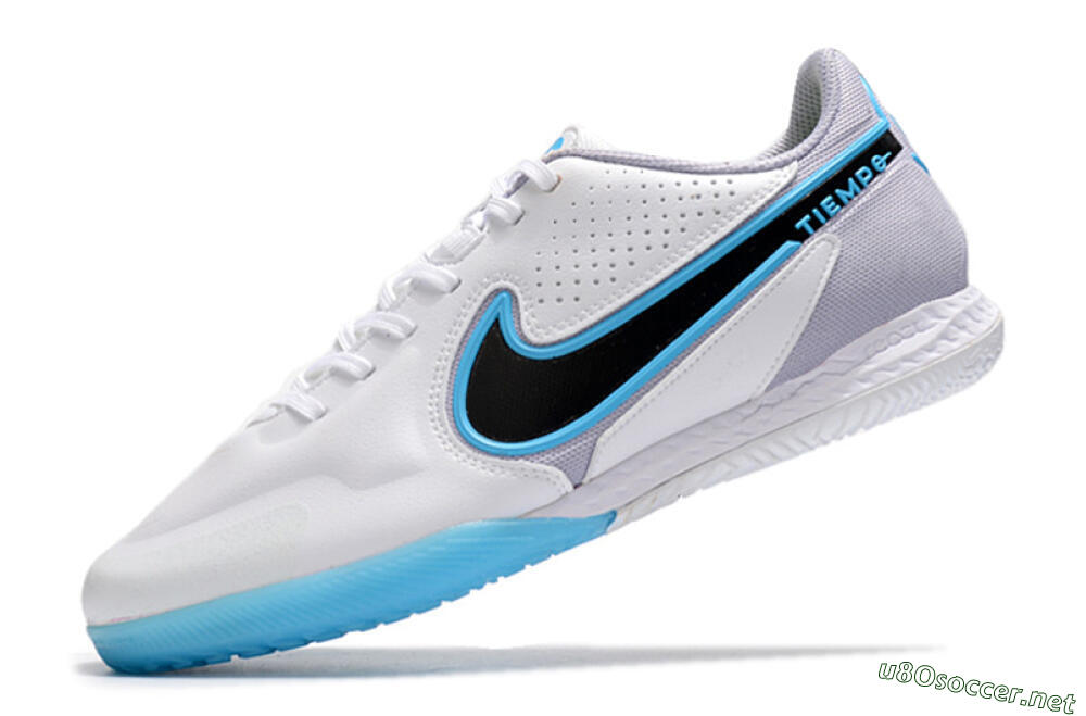 Men's Nike React Tiempo Legend 9 Pro IC Football Shoes - White/Blue/Black 5