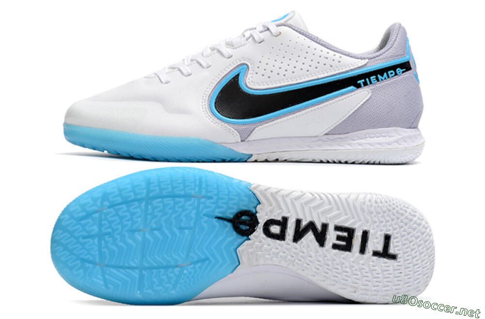 Men's Nike React Tiempo Legend 9 Pro IC Football Shoes - White/Blue/Black 1