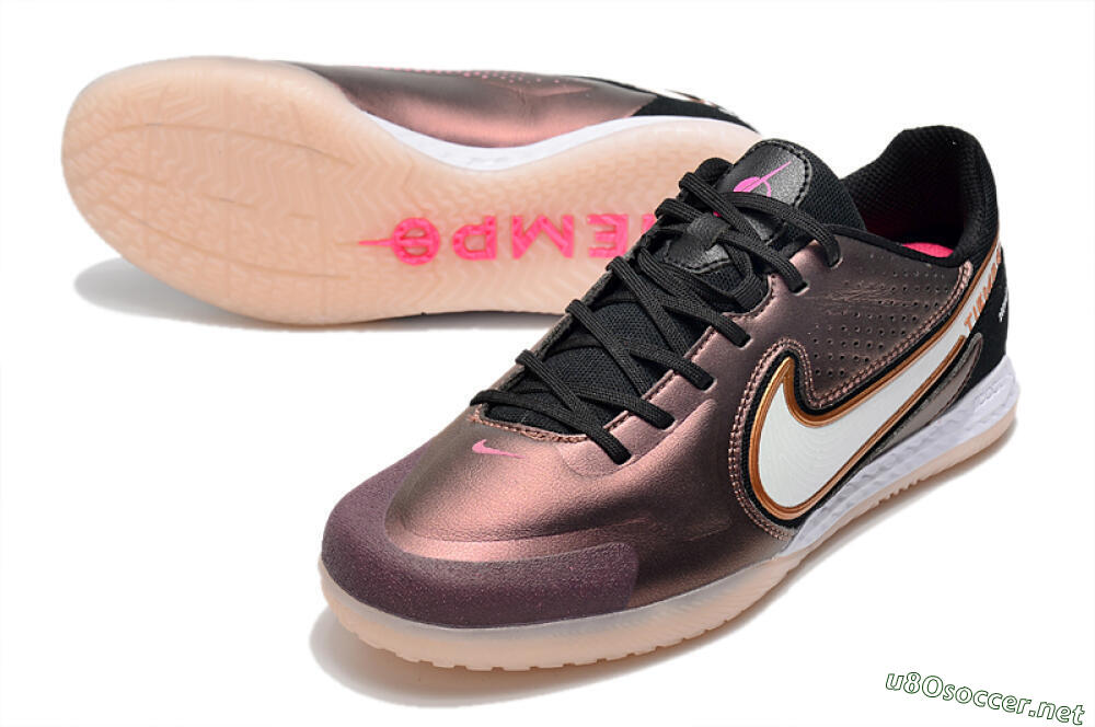 Men's Nike React Tiempo Legend 9 Pro IC Football Shoes - Gold/White/Black 3